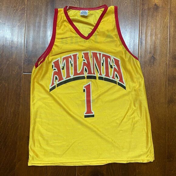 Park Anthony Vintage Atlanta Hawks Promo Jersey Yellow Red Women's Size Large - Picture 3 of 7